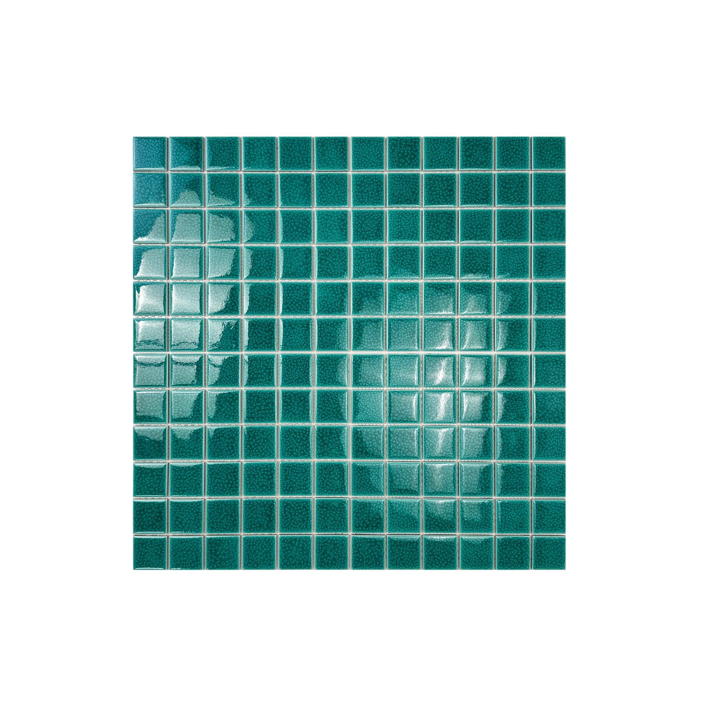 Teal Blue Convex Surface Crackle Porcelain Mosaic-Swimming Pool Tile