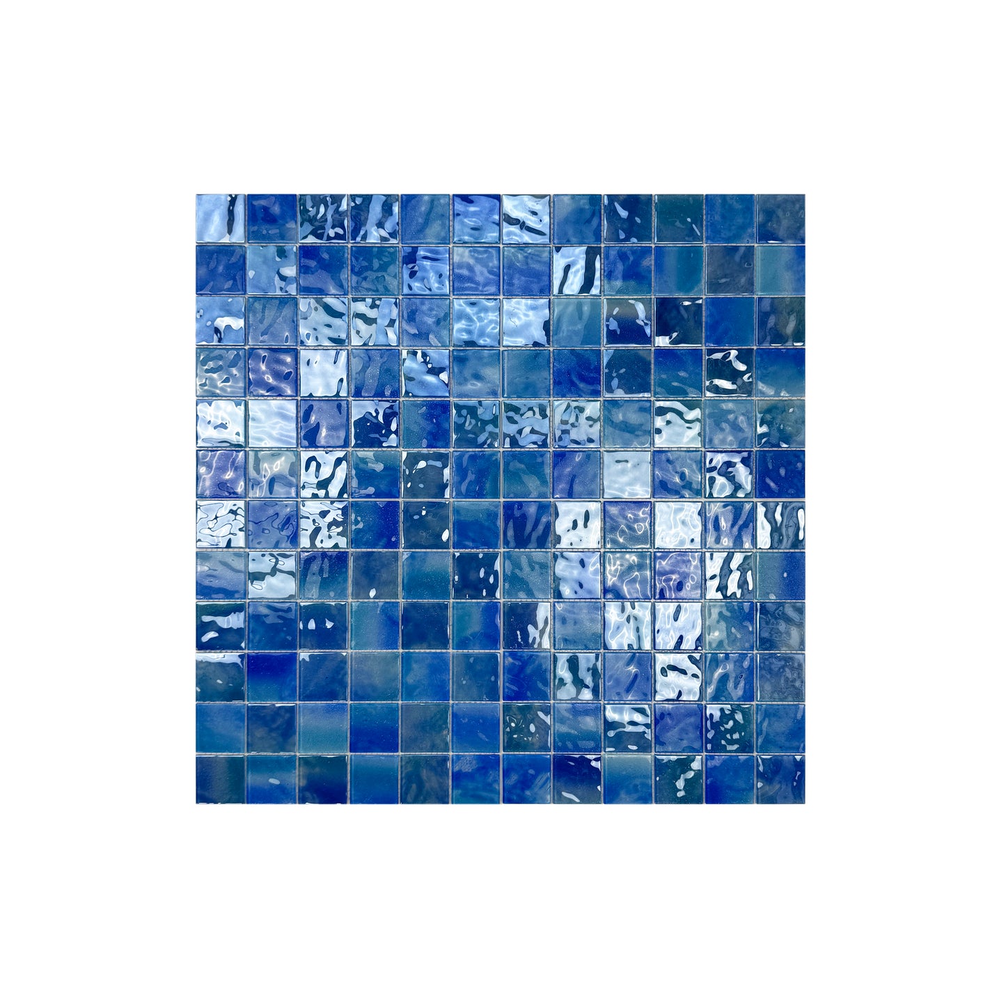 Baby Blue & Neon Blue & Navy Blue Mixed Crystal Glass Mosaic-Swimming Pool Tile