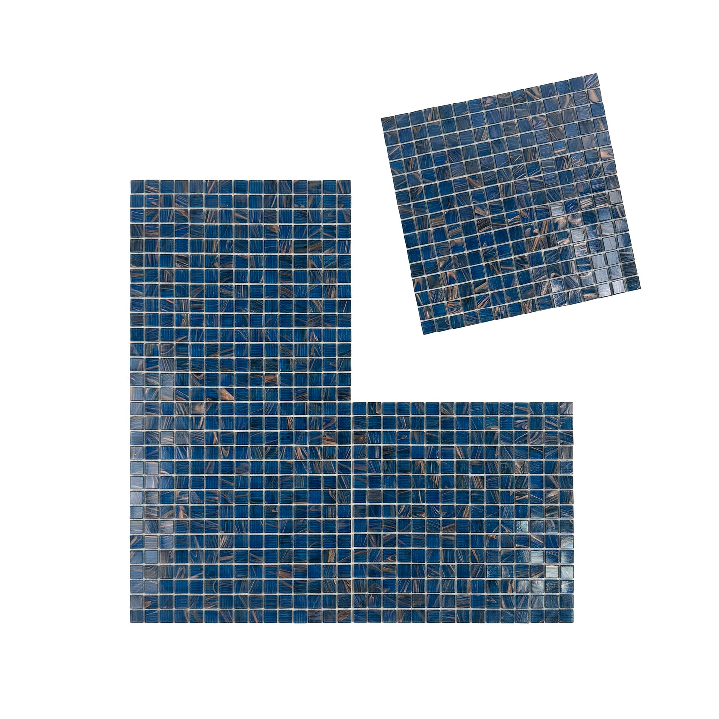 Ultramarine Blue With Gold Line Hot Melt Glass Mosaic-Swimming Pool Tile