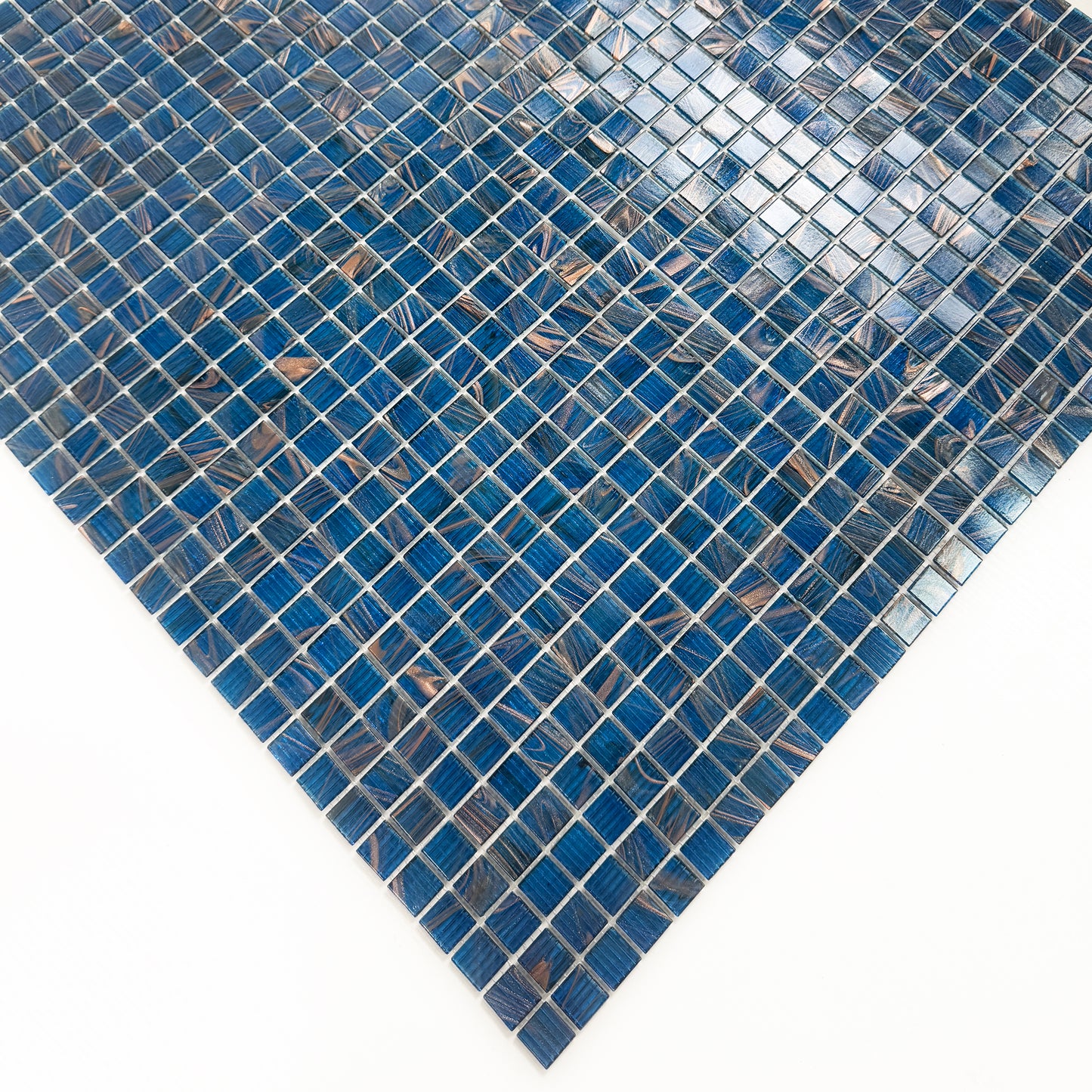 Ultramarine Blue With Gold Line Hot Melt Glass Mosaic-Swimming Pool Tile
