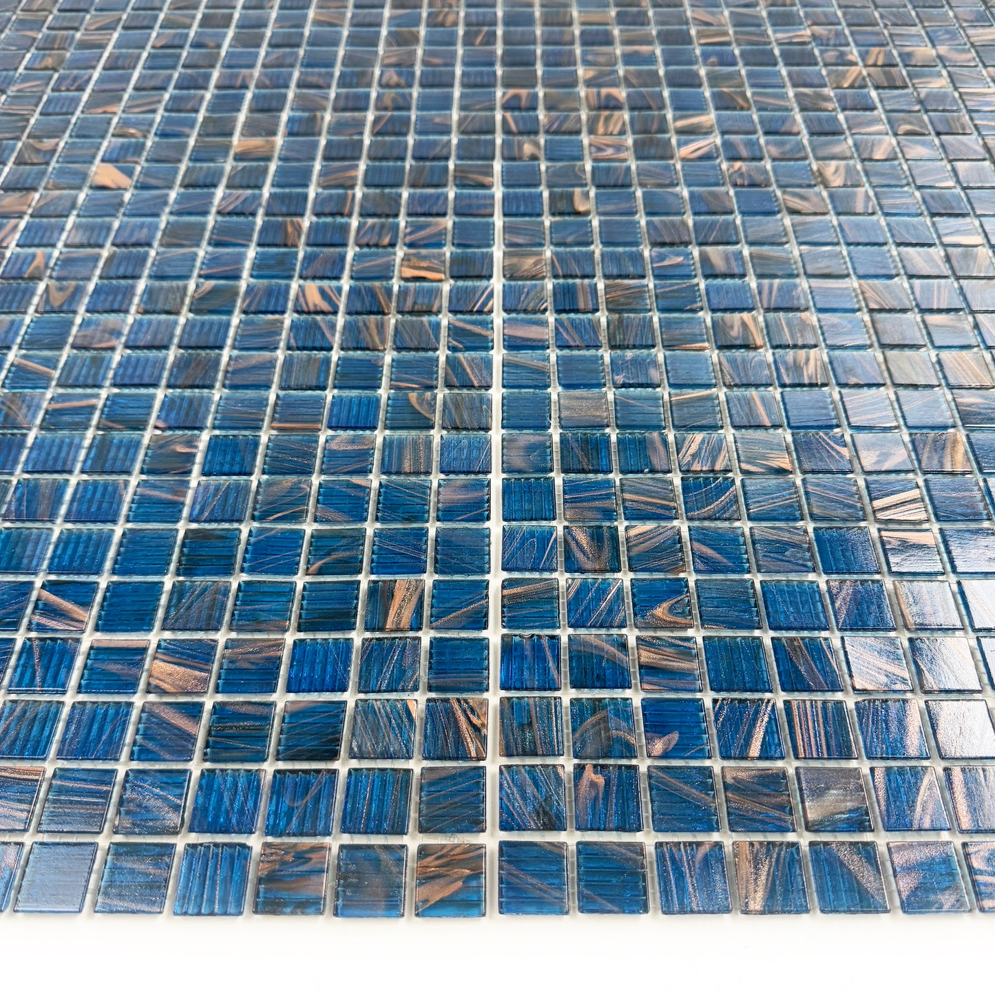 Ultramarine Blue With Gold Line Hot Melt Glass Mosaic-Swimming Pool Tile