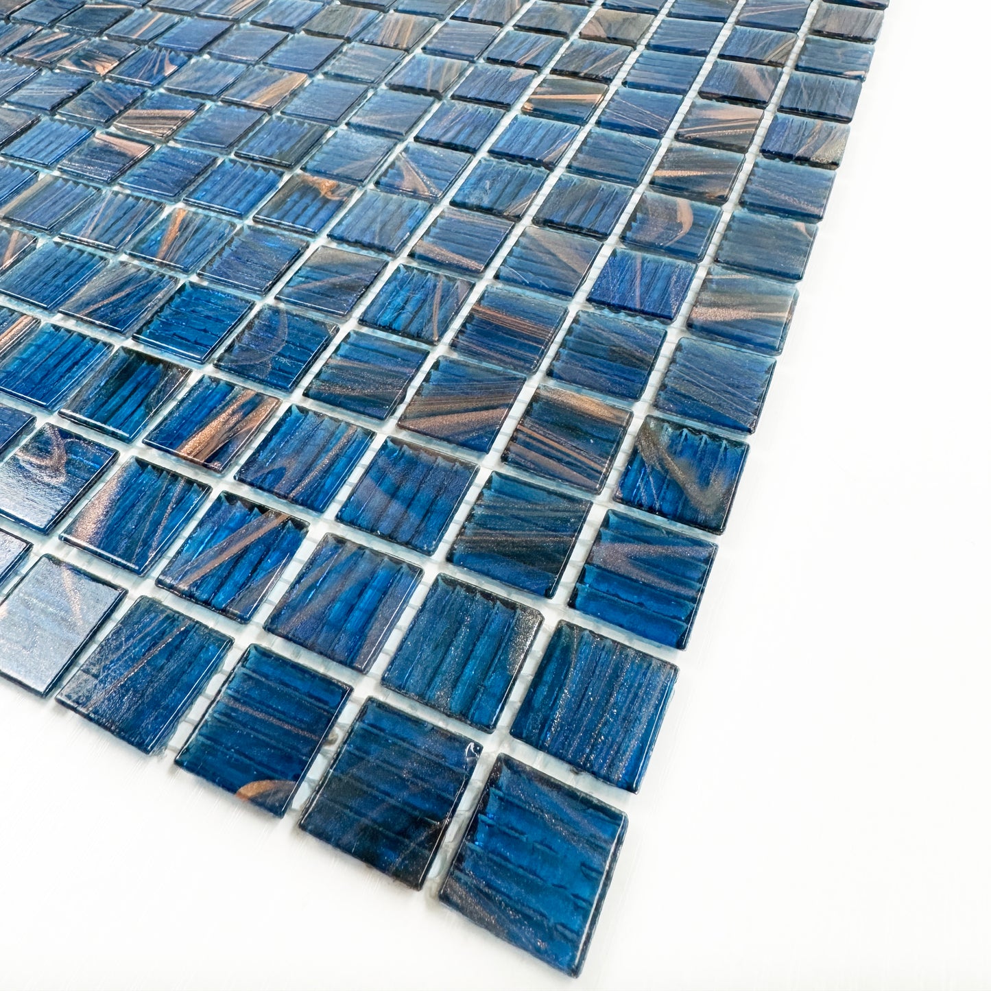 Ultramarine Blue With Gold Line Hot Melt Glass Mosaic-Swimming Pool Tile