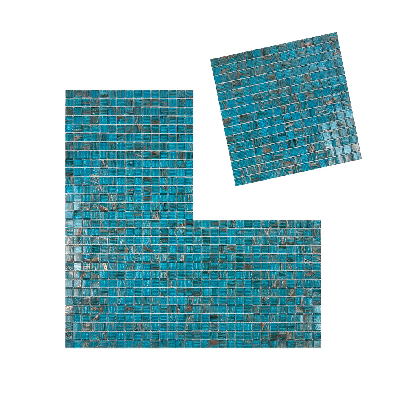 Cerulean Blue With Gold Line Hot Melt Glass Mosaic-Swimming Pool Tile