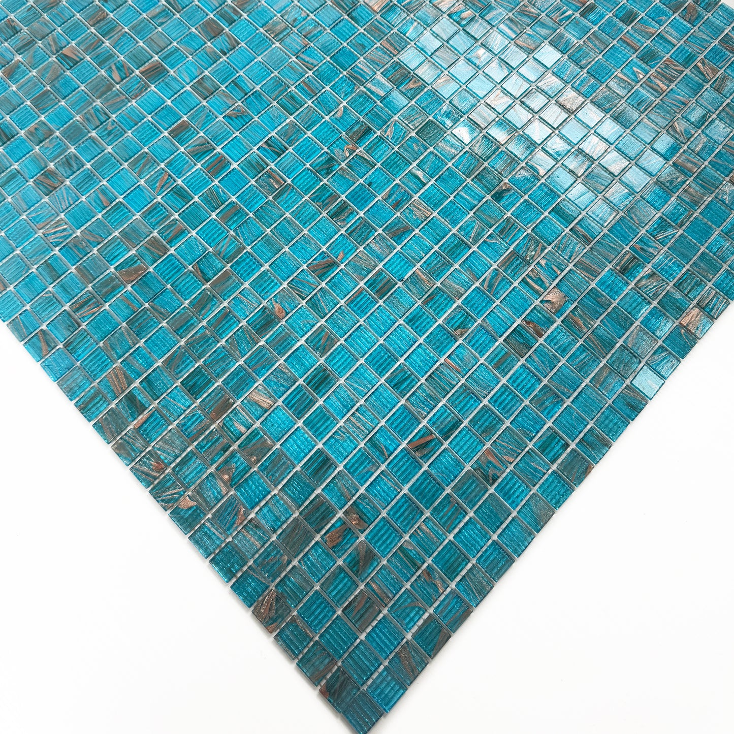 Cerulean Blue With Gold Line Hot Melt Glass Mosaic-Swimming Pool Tile