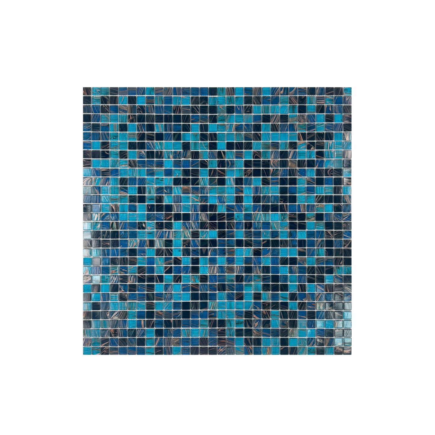Cerulean Blue & Midnight Blue Mixed With Gold Line Hot Melt Glass Mosaic-Swimming Pool Tile