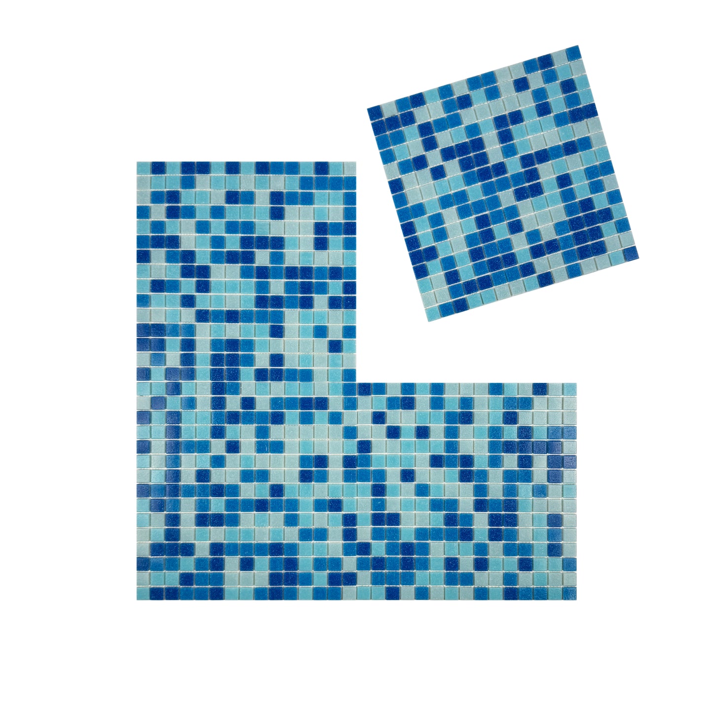 Sky Blue & French Blue  & Navy Blue Mixed Hot Melt Glass Mosaic -Swimming Pool Tile