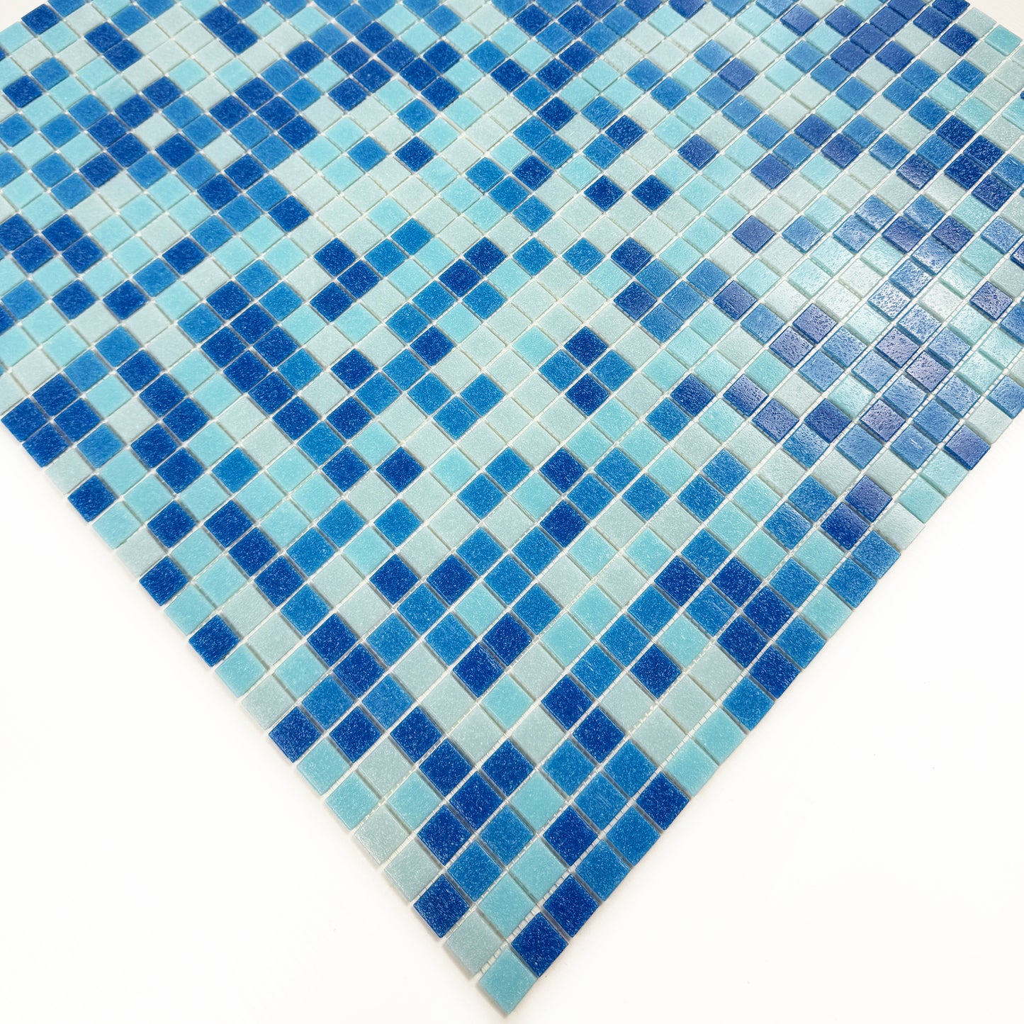 Sky Blue & French Blue  & Navy Blue Mixed Hot Melt Glass Mosaic -Swimming Pool Tile