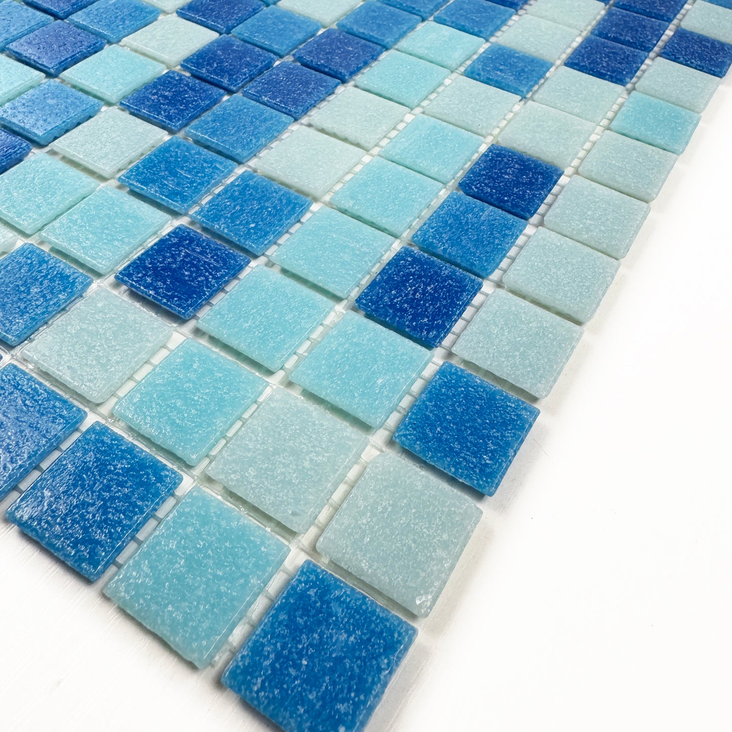 Sky Blue & French Blue  & Navy Blue Mixed Hot Melt Glass Mosaic -Swimming Pool Tile