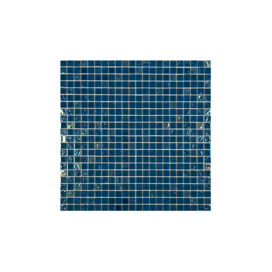 Pine Green & Sapphire Blue Iridescent Mixed Wave Pattern Crystal Glass Mosaic -Swimming Pool Tile