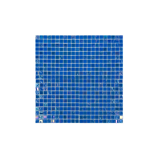 French Blue & Oriental Blue Iridescent Mixed Wave Pattern Crystal Glass Mosaic -Swimming Pool Tile