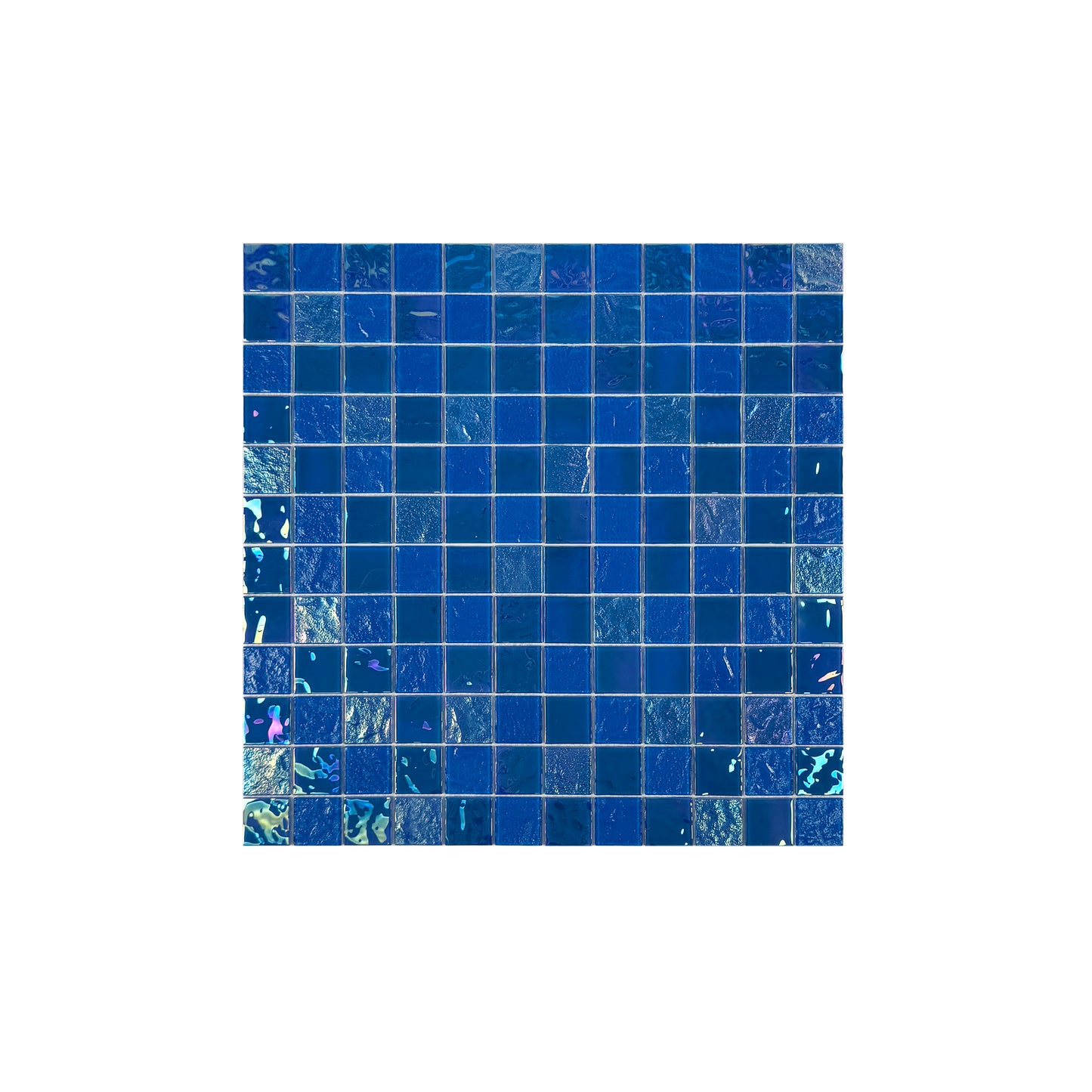 Light Blue Iridescent Mixed Wave Pattern Crystal Glass Mosaic -Swimming Pool Tile