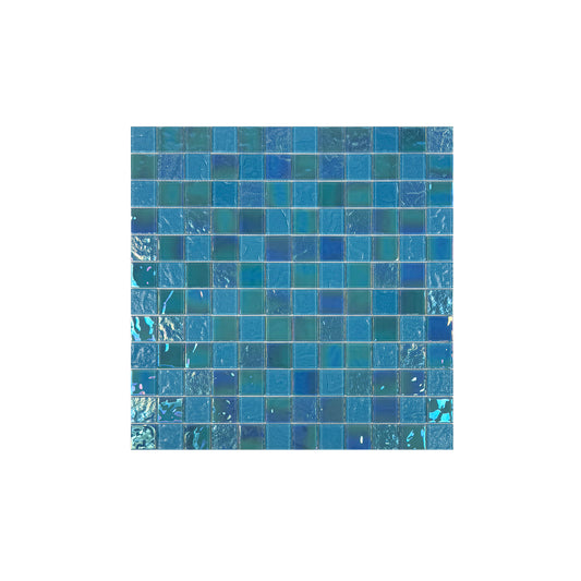 Jungle Green & Moss Green Iridescent Mixed Wave Pattern Crystal Glass Mosaic -Swimming Pool Tile