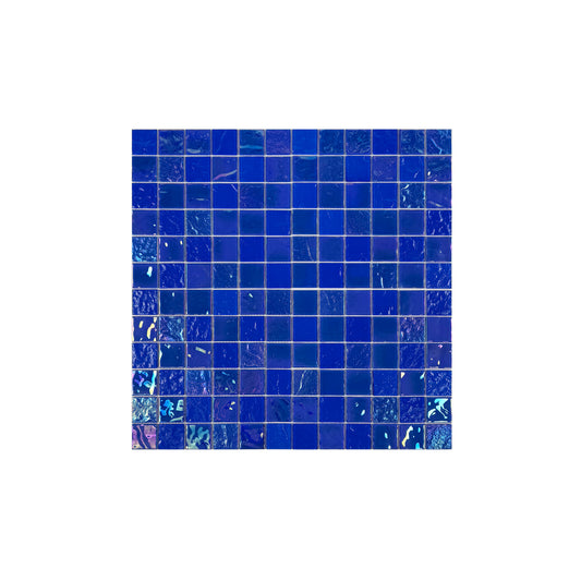 Klein Blue Iridescent Mixed Wave Pattern Crystal Glass Mosaic -Swimming Pool Tile