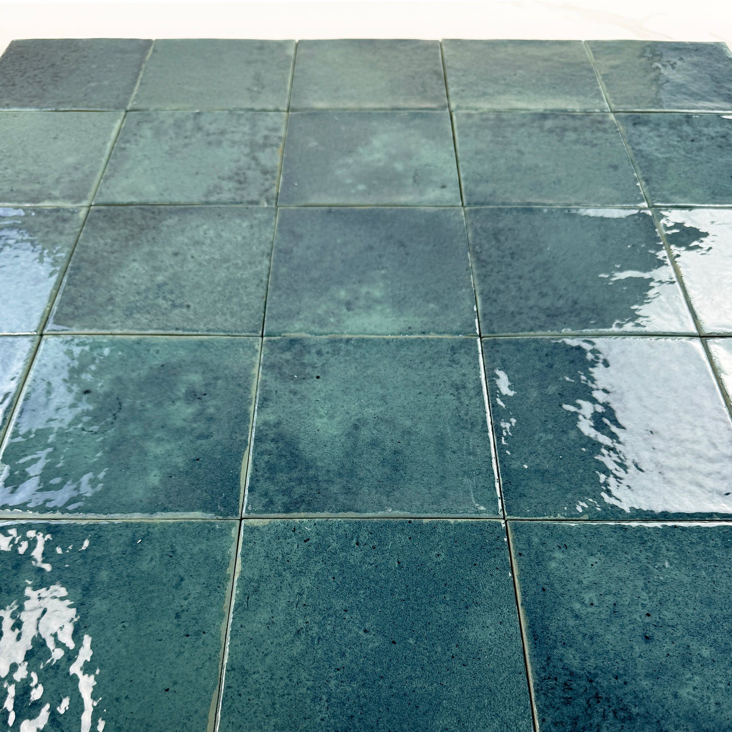 Spanish Radiant Harmony  Rich Green Glossy Porcelain Artisanal Tile