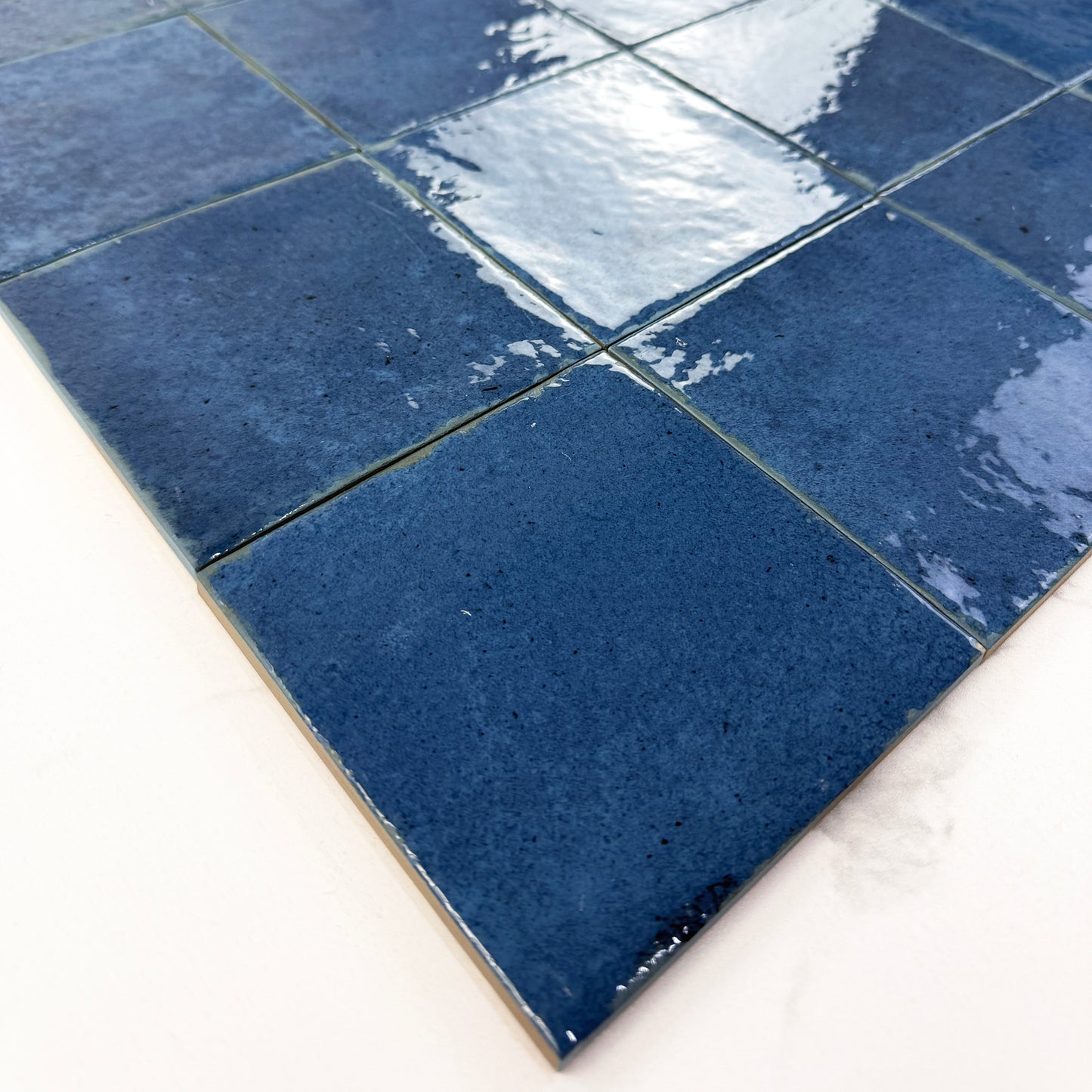 Spanish Radiant Harmony  Vivid Blue Glossy Porcelain Artisanal Tile