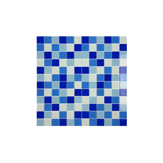 White & Sky Blue & French Blue &Navy Blue Mixed Crystal Glass Mosaic -Swimming Pool Tile