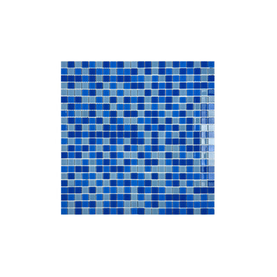 Baby Blue & French Blue & Cobalt Blue Mixed Crystal Glass Mosaic -Swimming Pool Tile
