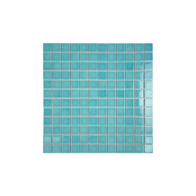 Sky Blue Convex Surface Crackle Porcelain Mosaic-Swimming Pool Tile