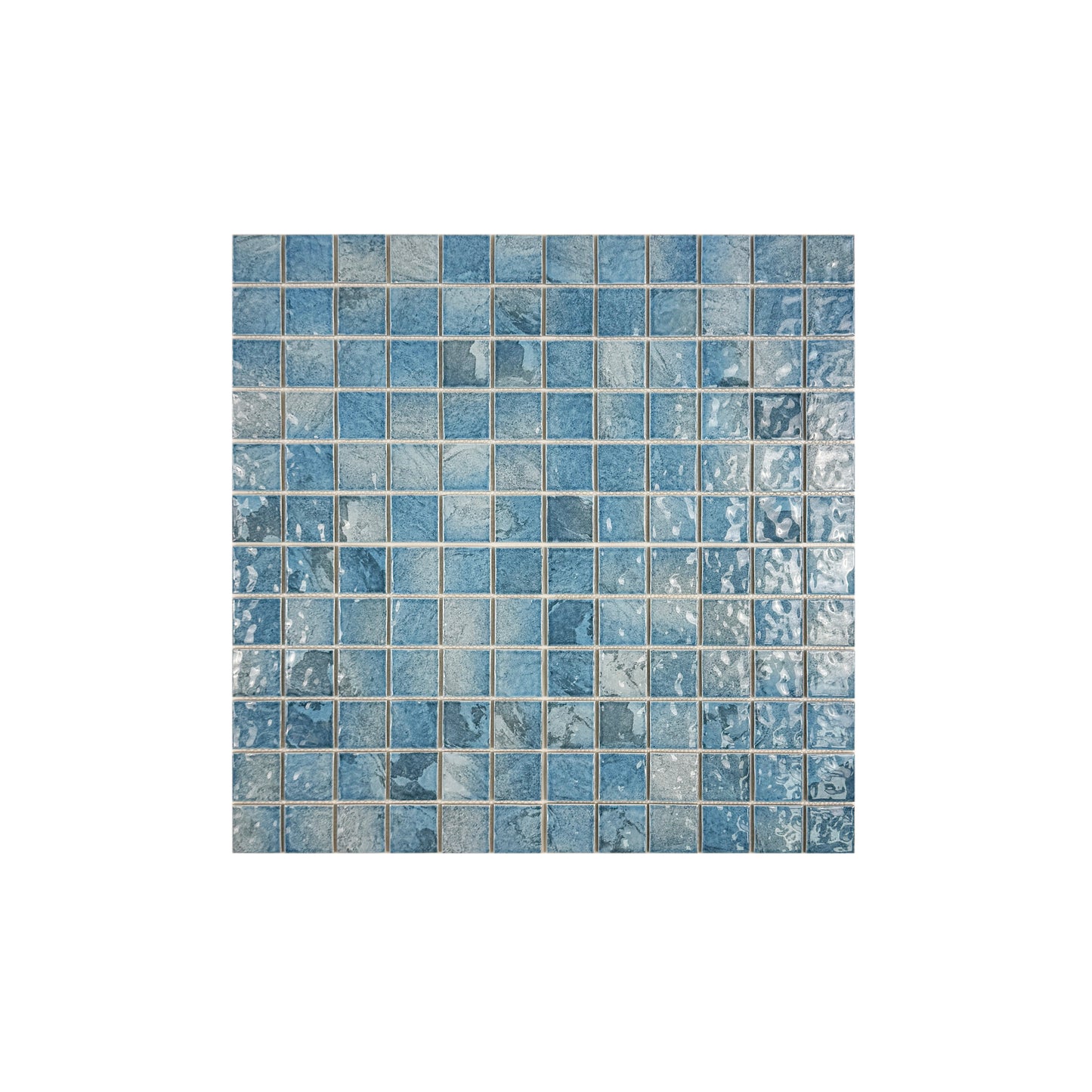 Light Blue & Cyan Blue Mixed Marble Design Porcelain Mosaic-Swimming Pool Tile