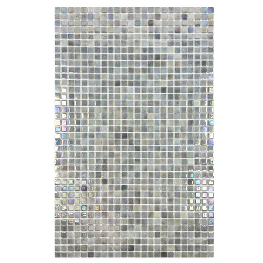 Light Grey Iridescent Recycled Glass Mosaic -Swimming Pool Tile