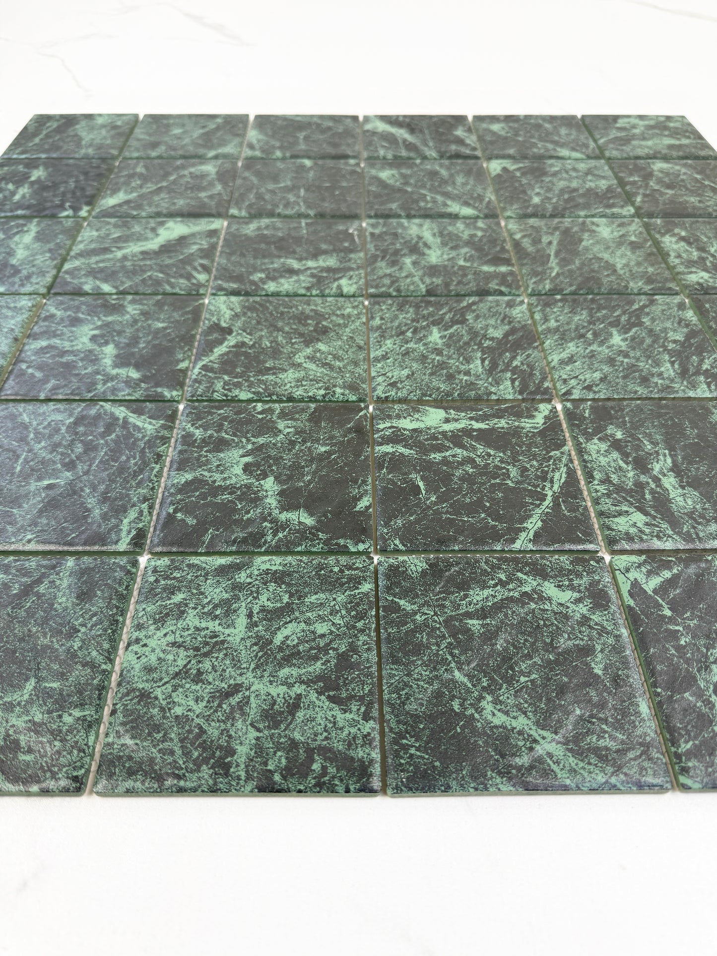 Green Big Flower Marble Pattern Porcelain Mosaic-Swimming Pool Tile