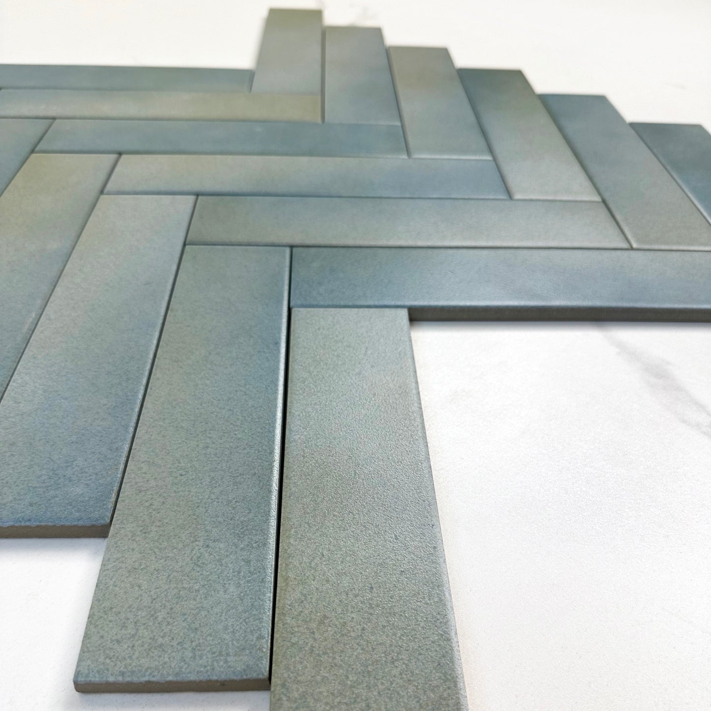 Earth Tones Slate Grey And French Blue Mixed Matte Porcelain Artisanal Tile