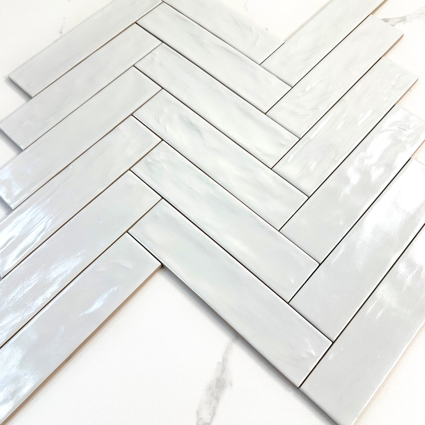 Pearl Luxe  White Semimatte Perlescent Ceramic Artisanal Tile