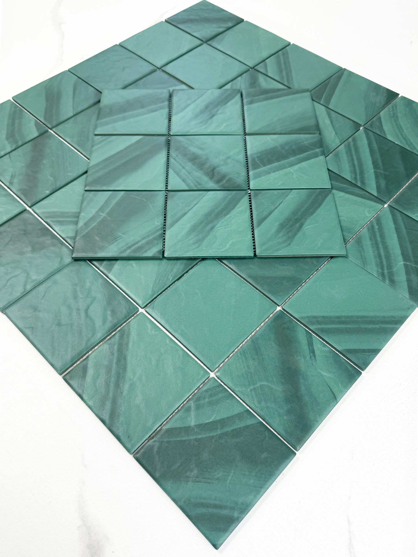 Mozambico Forest Green Stone Pattern Porcelain Mosaic-Swimming Pool Tile
