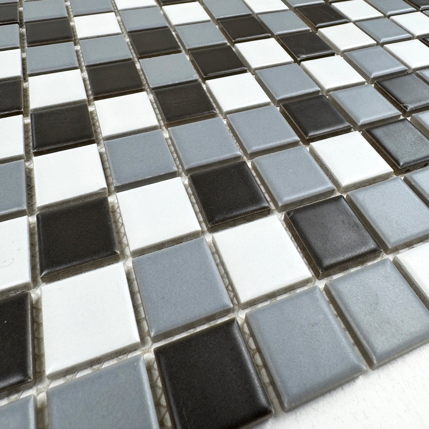 Azure Harmony Pewter Gray & Ash Gray& Warm White Ordinary Glazed Porcelain Mosaic