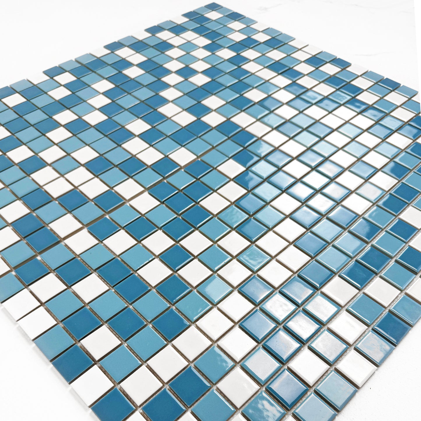 Azure Harmony Baby Blue & Light Blue & White Mixed Ordinary Glazed Porcelain Mosaic