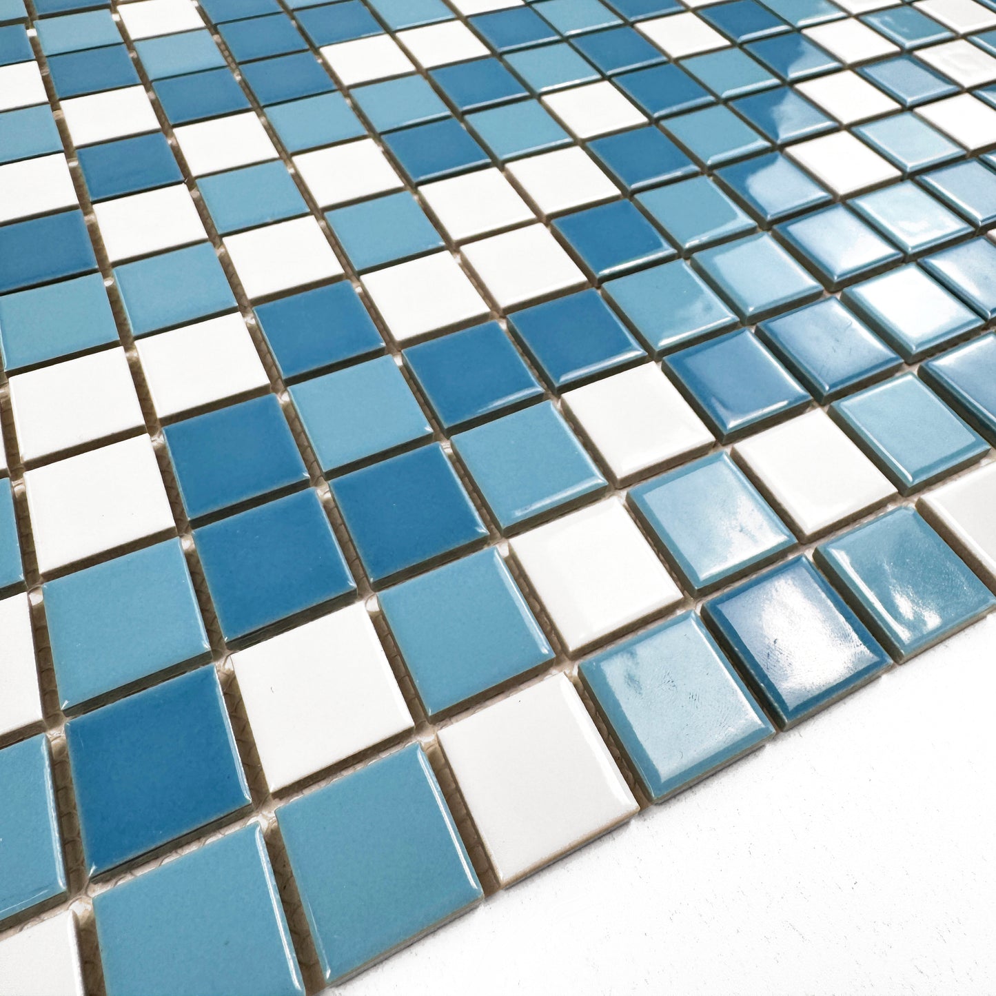 Azure Harmony Baby Blue & Light Blue & White Mixed Ordinary Glazed Porcelain Mosaic