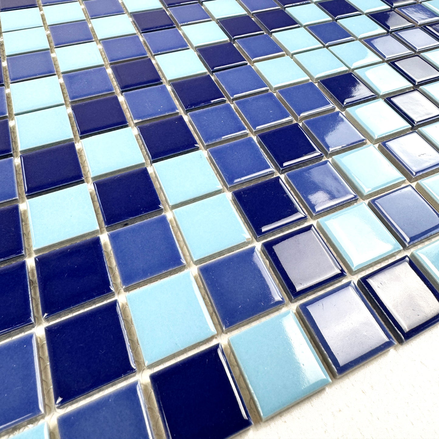 Azure Harmony Baby Blue & Navy Blue & Royal Blue Mixed Ordinary Glazed Porcelain Mosaic