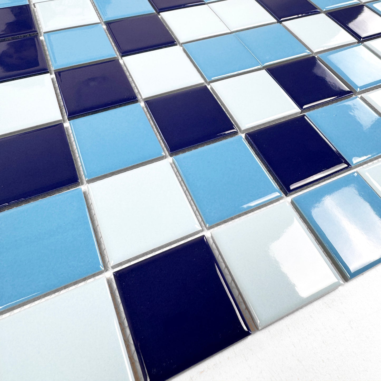 Azure Harmony Light Blue & Cobalt Blue & Midnight Blue Mixed  Ordinary Glazed Porcelain Mosaic