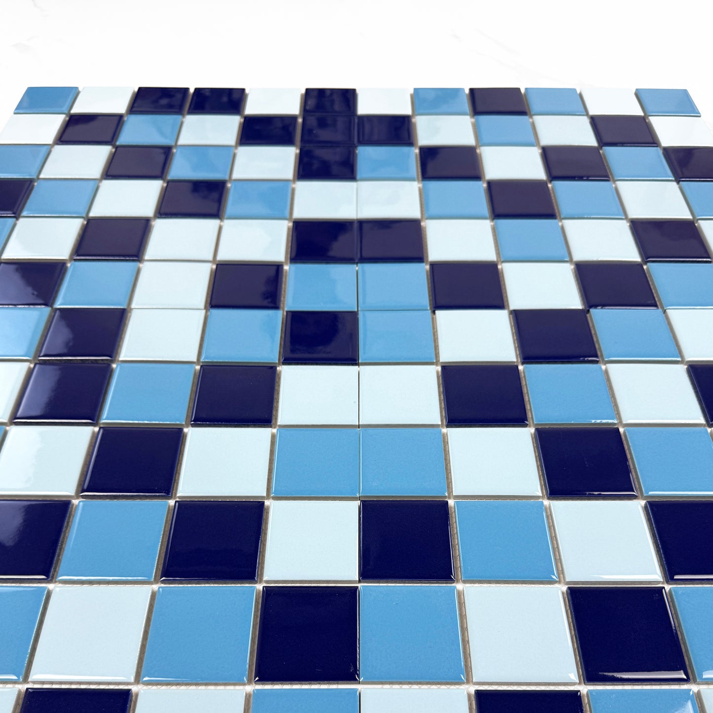 Azure Harmony Light Blue & Cobalt Blue & Midnight Blue Mixed  Ordinary Glazed Porcelain Mosaic