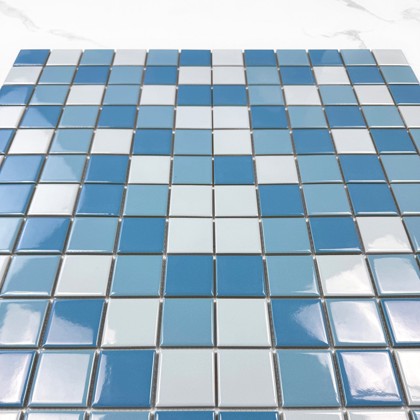 Azure Harmony Baby Blue & Sky Blue & Light Blue Mixed  Ordinary Glazed Porcelain Mosaic