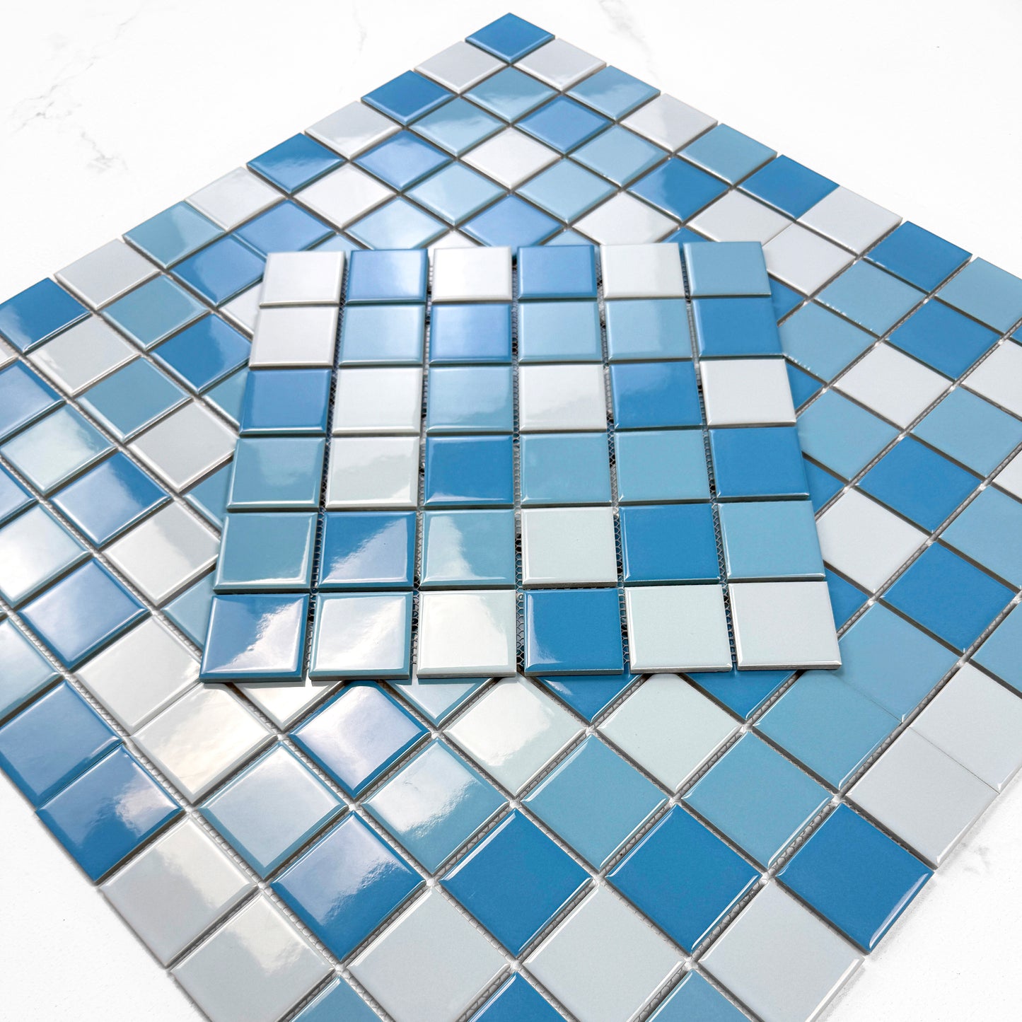 Azure Harmony Baby Blue & Sky Blue & Light Blue Mixed  Ordinary Glazed Porcelain Mosaic