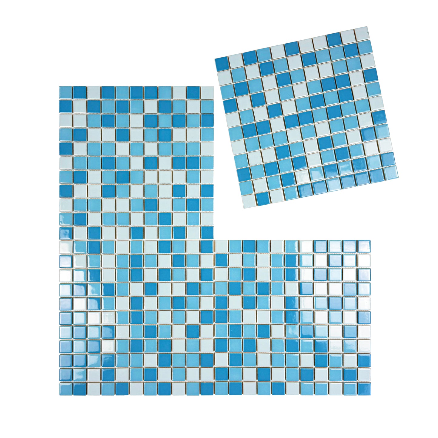 Azure Harmony Powder Blue &Baby Blue & Light Blue Mixed Ordinary Glazed Porcelain Mosaic