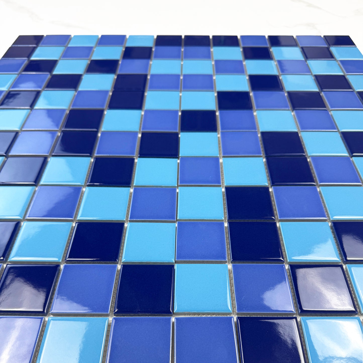 Azure Harmony Baby Blue & Cobalt Blue & Midnight Blue Mixed  Ordinary Glazed Porcelain Mosaic