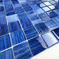 Noble Haven Mightnight Blue & Loyal Blue & Navy Blue & Neon Blue Mixed Cloud Hand-Drown Crystal Glass Mosaic