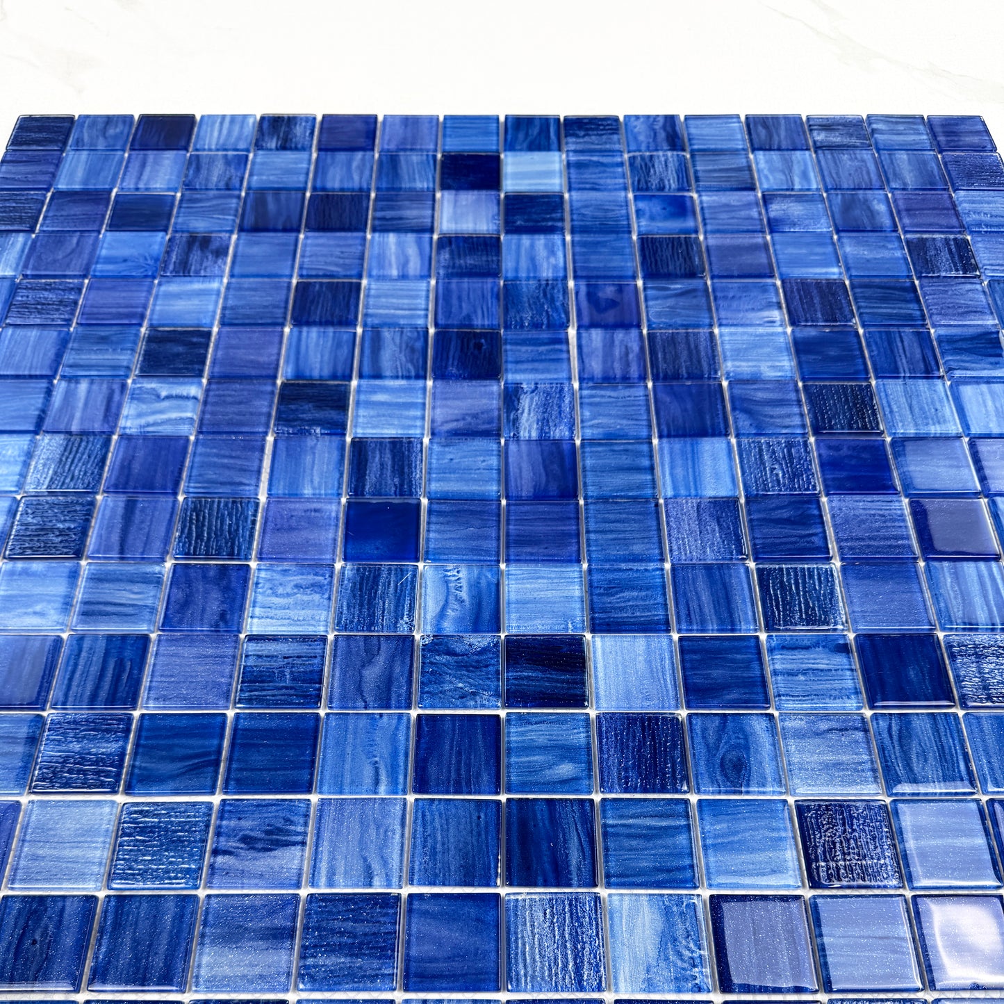 Noble Haven Mightnight Blue & Loyal Blue & Navy Blue & Neon Blue Mixed Cloud Hand-Drown Crystal Glass Mosaic