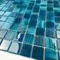 Noble Haven Tiffany Blue &French Blue & Sapphire Blue Mixed Cloud Hand-Drown Crystal Glass Mosaic