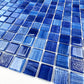 Noble Haven Mightnight Blue & Loyal Blue & Navy Blue & Neon Blue Mixed Cloud Hand-Drown Crystal Glass Mosaic