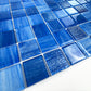 Noble Haven Loyal Blue & Navy Blue & Neon Blue Mixed Cloud Hand-Drown Crystal Glass Mosaic