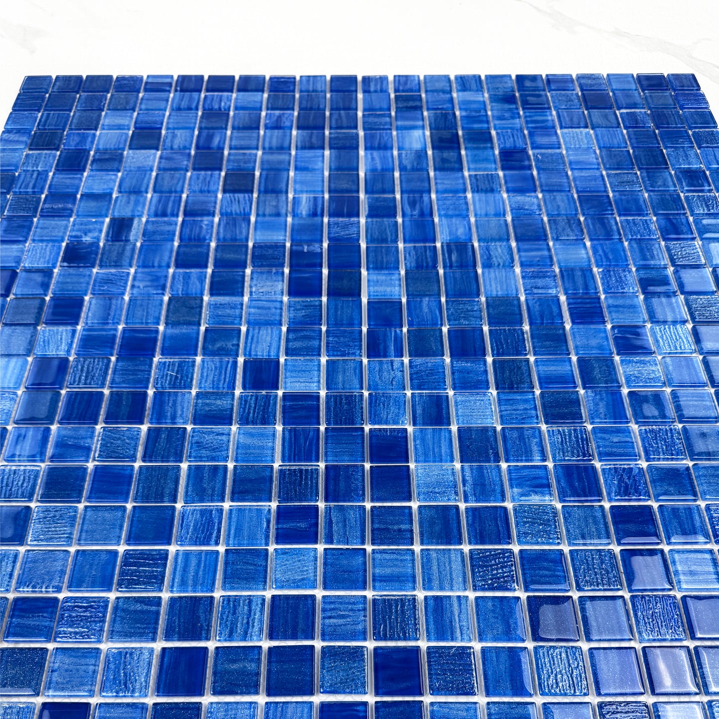 Noble Haven Loyal Blue & Navy Blue & Neon Blue Mixed Cloud Hand-Drown Crystal Glass Mosaic