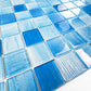 Noble Haven Light Blue & baby Blue & French Blue Mixed Cloud Hand-Drown Crystal Glass Mosaic