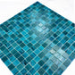 Noble Haven Teal Blue Cloud Hand-Drown Crystal Glass Mosaic