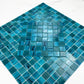 Noble Haven Teal Blue Cloud Hand-Drown Crystal Glass Mosaic