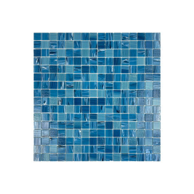 Noble Haven Tiffany Blue & Light Blue Mixed Cloud Hand-Drown  Crystal Glass Mosaic