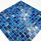 Noble Haven Light Blue & Navy Blue & Golden Color Mixed Cloud Hand-Drown Crystal Glass Mosaic