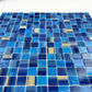 Noble Haven Light Blue & Navy Blue & Golden Color Mixed Cloud Hand-Drown Crystal Glass Mosaic